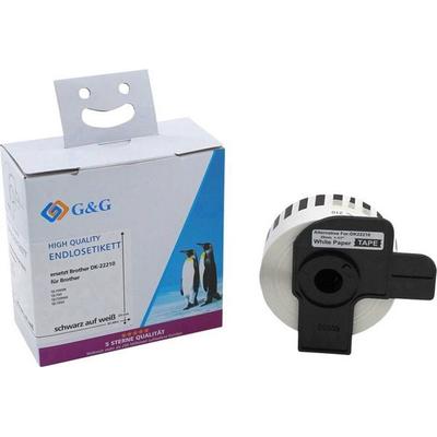 G&G Etiketten Rolle Kompatibel ersetzt Brother DK-22210 29 mm x 30.48 m Papier Weiß 1 St. Permanent haftend Universal-Etiketten 15025