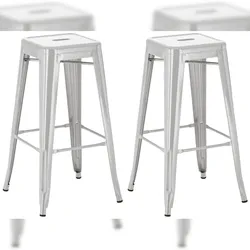 Proregal CHEFGASTRO 2er Set Barhocker PALAU HxBxT 76x43x43cm Metall Silber Barstuhl