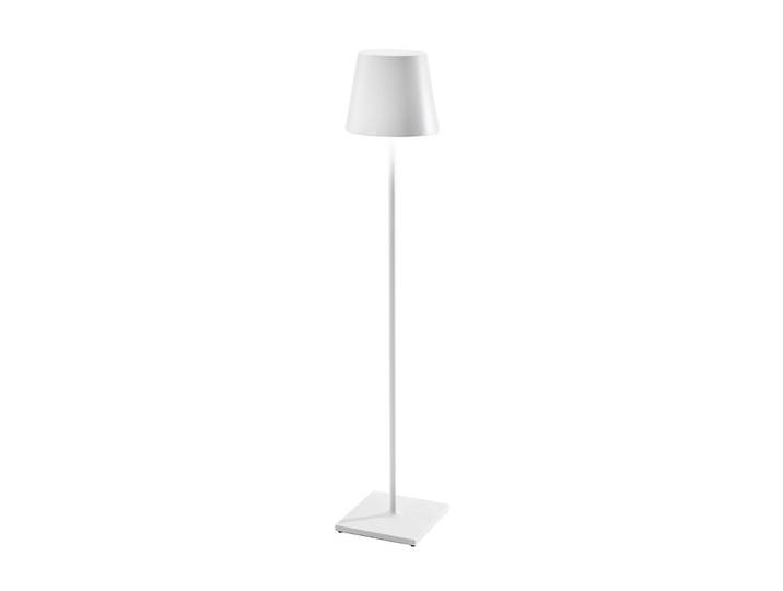 Zafferano Poldina XXL accu-vloerlamp IP54 wit XXL, dimbaar, wit / opaal, Woon-/ Eetkamer, Aluminium, Modern