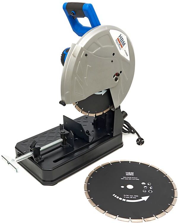 HBM Scie à pierre 350mm - 2300W incluant 2 lames de scie diamantées