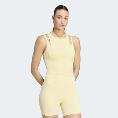 Tanktop ADIDAS PERFORMANCE "ALL ME", Damen, Gr. XL, beige (dual gelb), Obermaterial: 81% Polyester, 19% Elasthan, Tops Tanktop, vom Yoga inspiriert, ohne Verschluss, aus weichem Material