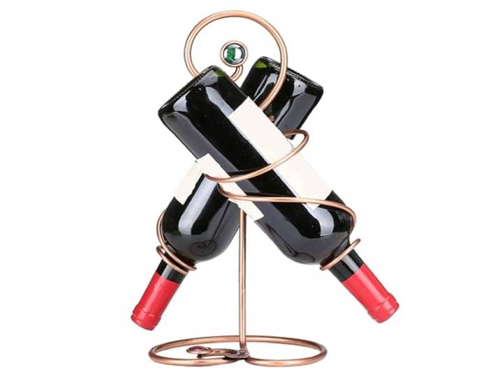 SAGELSHN Deco Weinregal Minimalistisches Weinregal Aus Schmiedeeisen for Die Anzeige Von Barschränken Im Wohndekor für Restaurant, Bar(Holds Two Bottles)