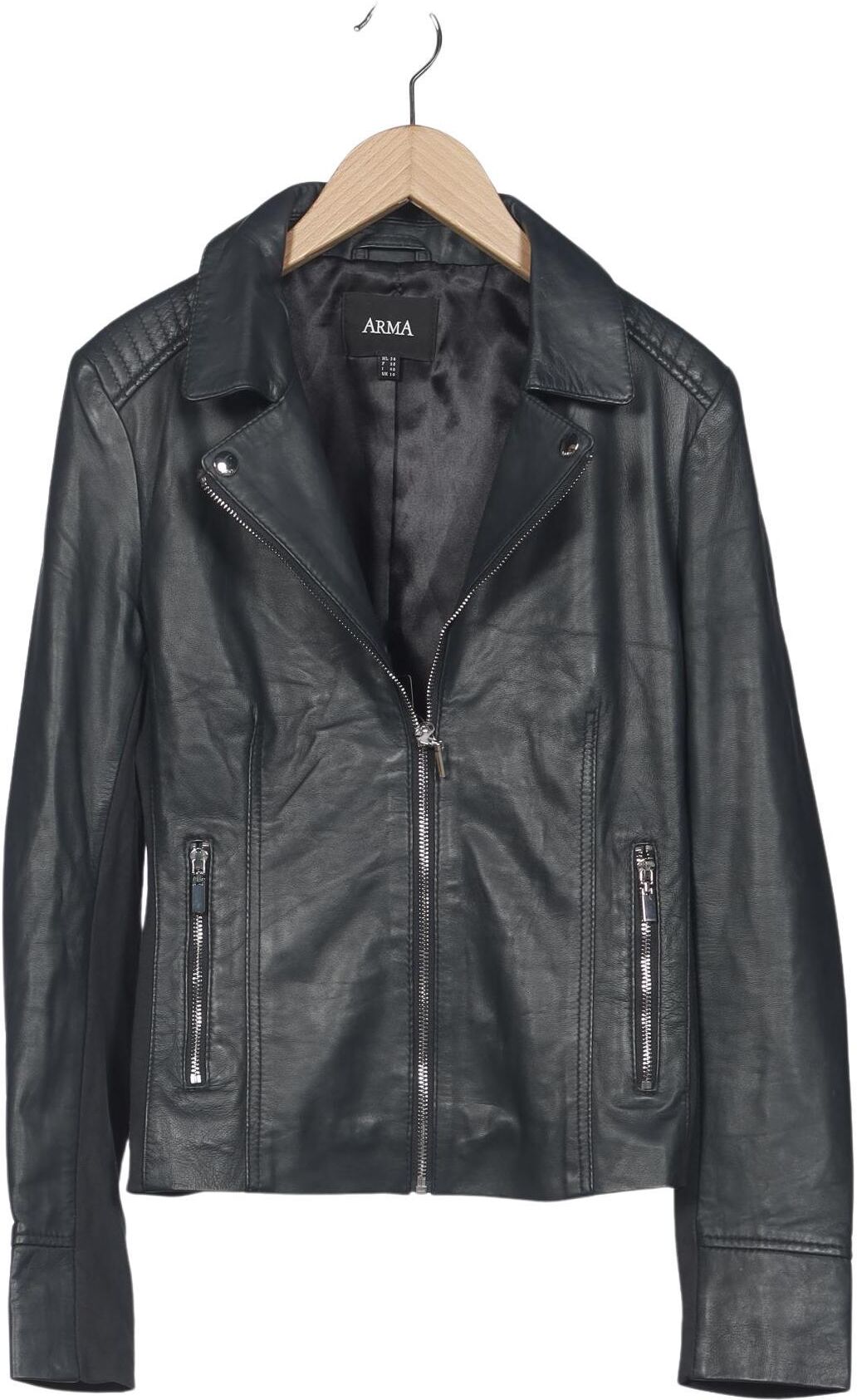 Arma Damen Jacke, Schwarz, Gr. EU 34 (IT 40), Synthetik / Leder - Second Hand