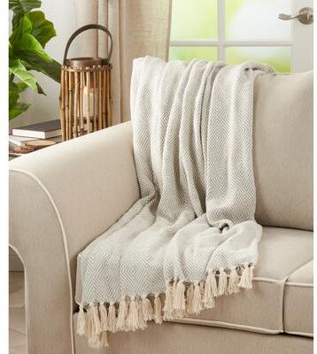Saro Lifestyle Cotton Throw Blanket with Diamond Weave Design