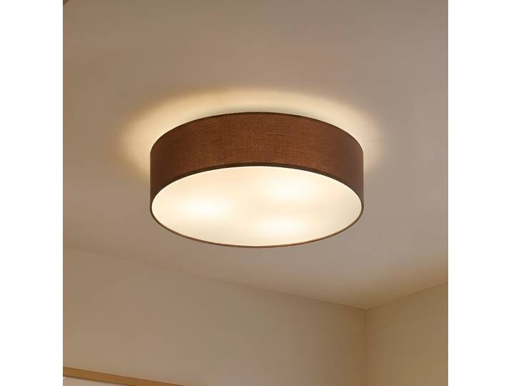 Sebatin Plafonnier Ø50 Brown/White/Nickel - Lindby - Chambre à coucher - Moderne - Tissu / textile - Rond