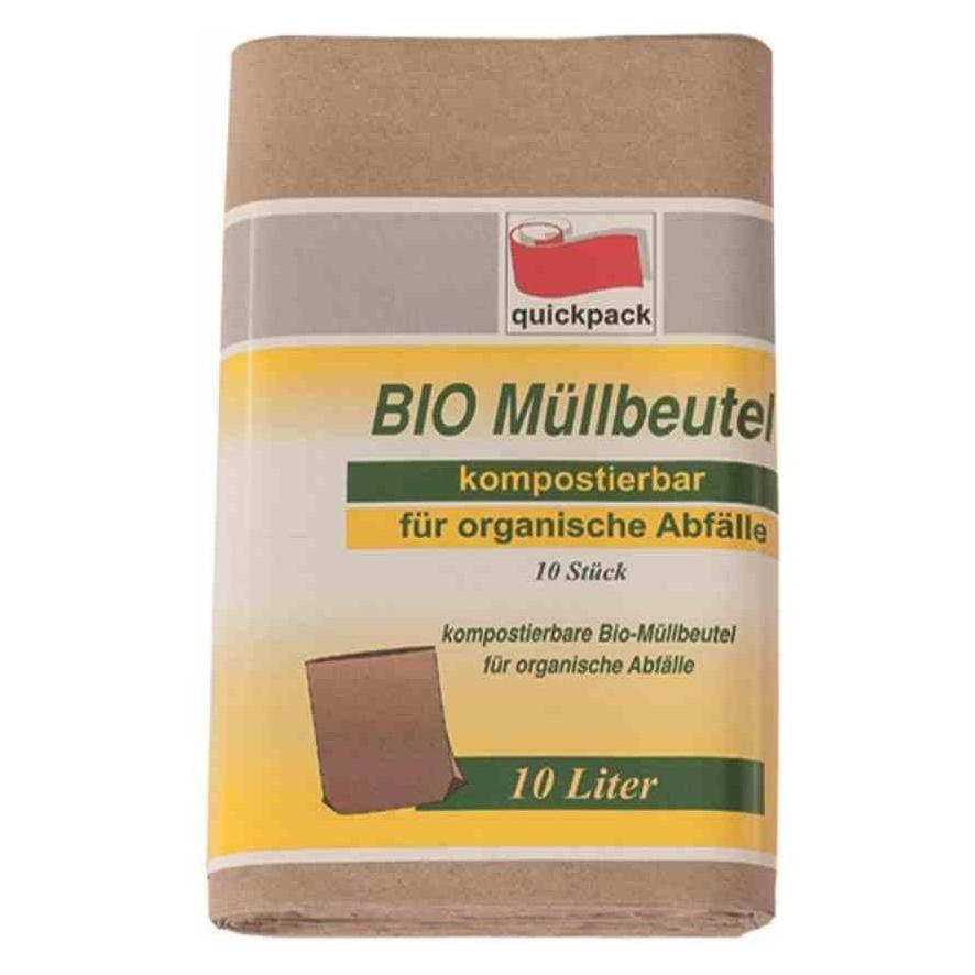 Quickpack Bio-Müll-Papierbeutel 10 l, 10 Stück 20 x 17 x 36 cm (10x, 10 l) (078513)