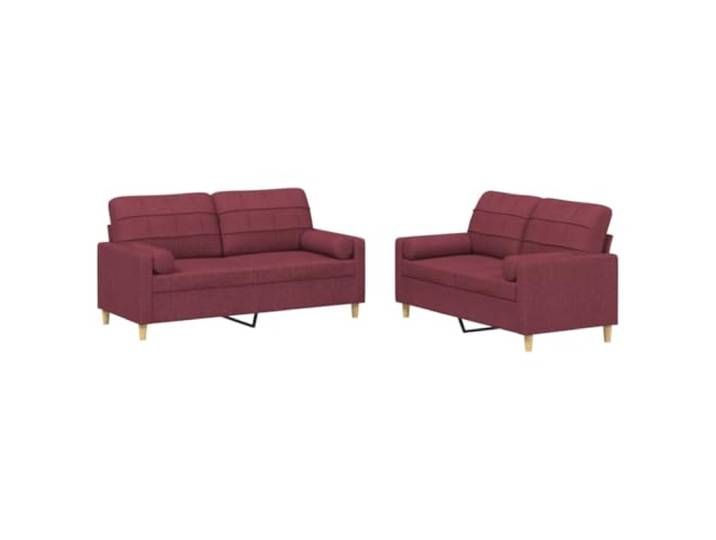 Todiikf 2-Teiliges Sofa Set 2-Sitzer Couches mit Kissen Weinrot Stoff Bequeme Polstergarnitur fürs Wohnzimmer: Zwei Zweisitzer-Sofas inkl. acht Zylinder- und Zierkissen aus weinrotem Gewebe.