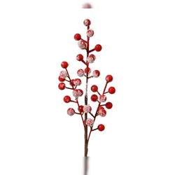 Christmas Decorations Künstlicher Beerenzweig 38cm aus Schaumstoff mit Kunstschnee Kunstzweig Dekozweig für Weihnachten Winterdeko Kränze Gestecke und Floristik Rot
