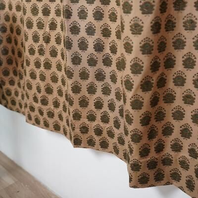 Fabdivine Floral Linen Curtain, Window Drape, Semi Sheer Curtain Panel, Hook Curtain Window Treatment for Living Room