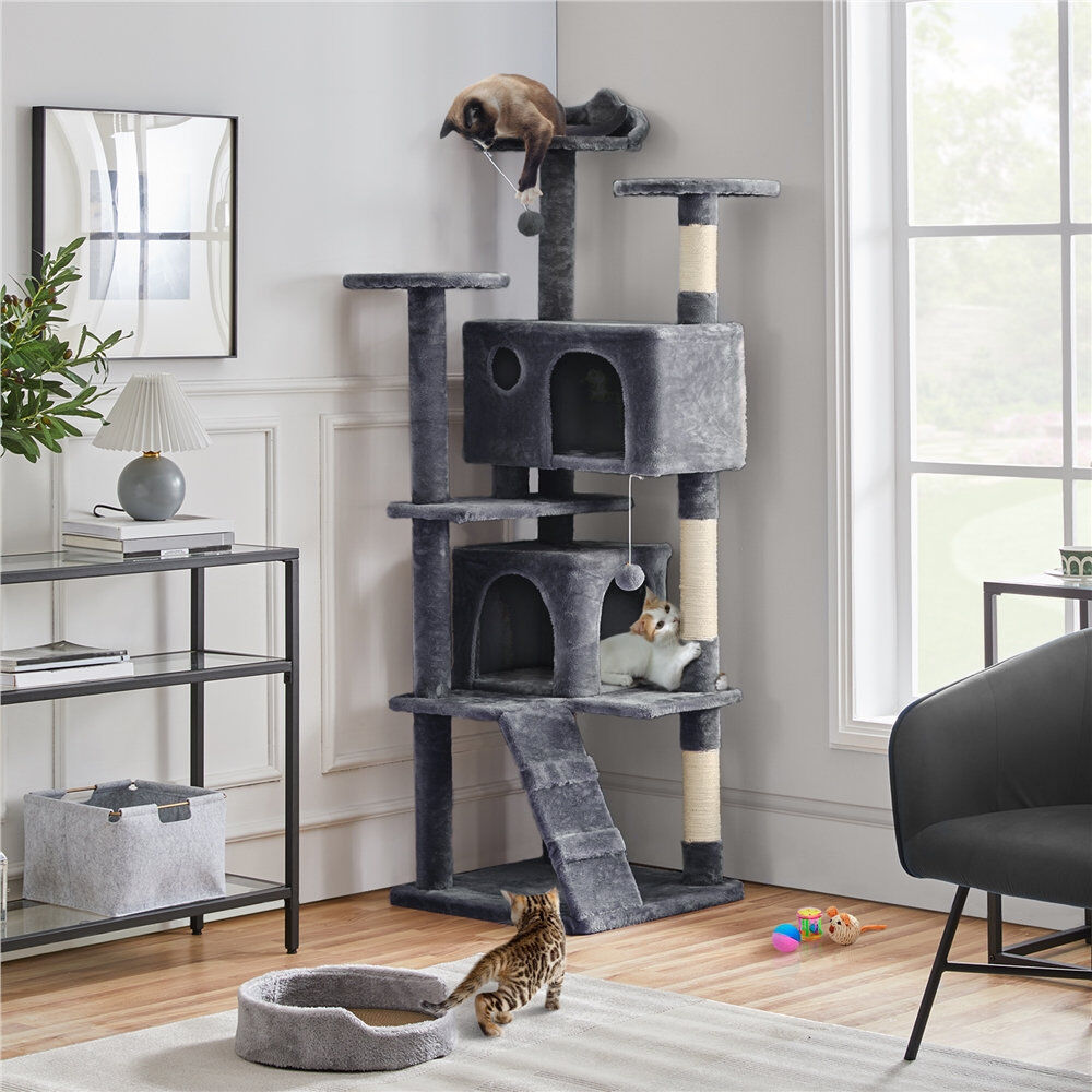 Yaheetech Cat Tree Dark Grey 178cm H x 55cm W x 55cm D