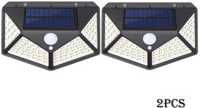Uplift Picks Solar Motion Sensor Wall Lights With 100 LEDs For Outdoor Security black (2 Pcs)