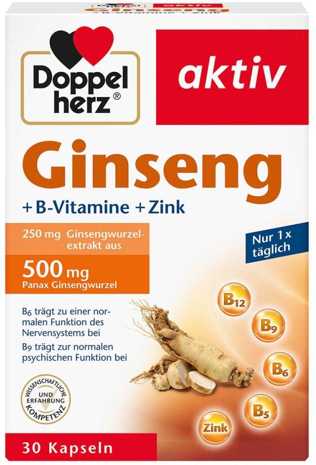 Doppelherz Ginseng 250+b-vitamine+zink Kapseln 30stk