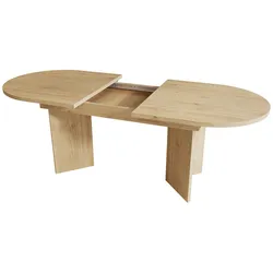 OKWISH Ausziehbarer Esstisch MDF eichefarben 120/160x80 cm, mit abgerundeten Ecken und 18 mm Tischplatte