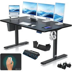 Kesser, Schreibtisch,  Höhenverstellbarer Schreibtisch elektrisch, 3-Funktions-Memory, inkl. Rollen & USB-Anschluss