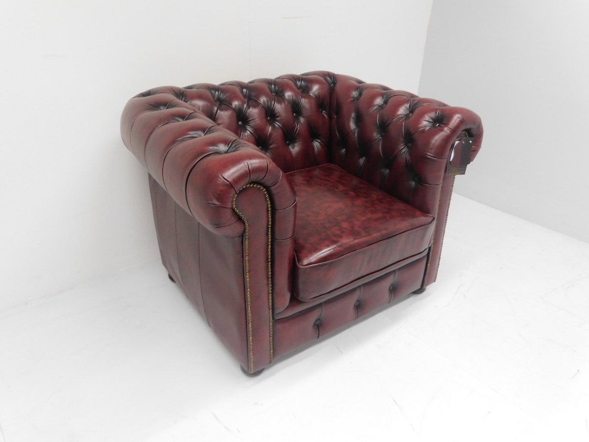Chesterfield fauteuil Springfield Antiek Leder Burgundy Bordo rood