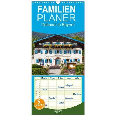 Familienplaner 2027 - Dahoam in Bayern mit 5 Spalten (Wandkalender, 21 x 45 cm) CALVENDO
