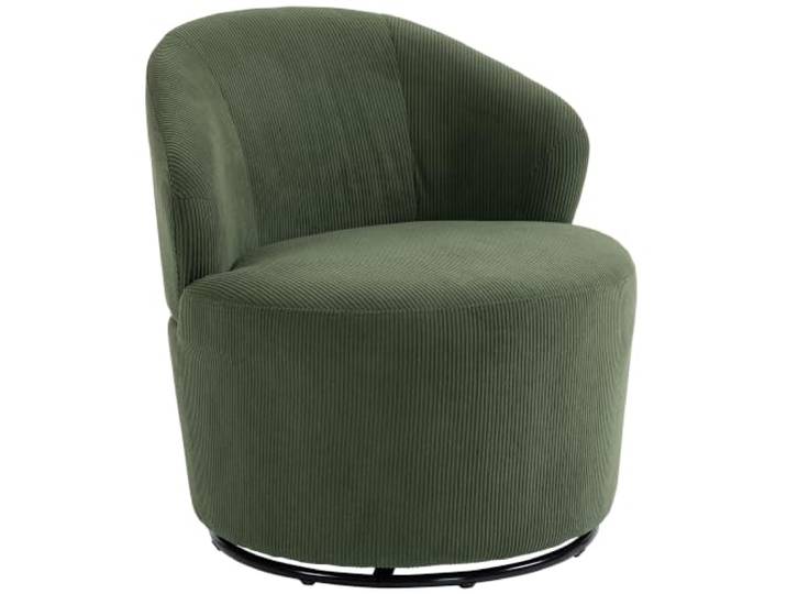 HOMCOM Sessel Drehbar Loungesessel mit Breitem Sitz in Cord-Optik Grün Moderner Polstersessel, Geschwungene Rückenlehne, Dicke Polsterung, Relaxsessel, Wohnzimmer, Schlafzimmer