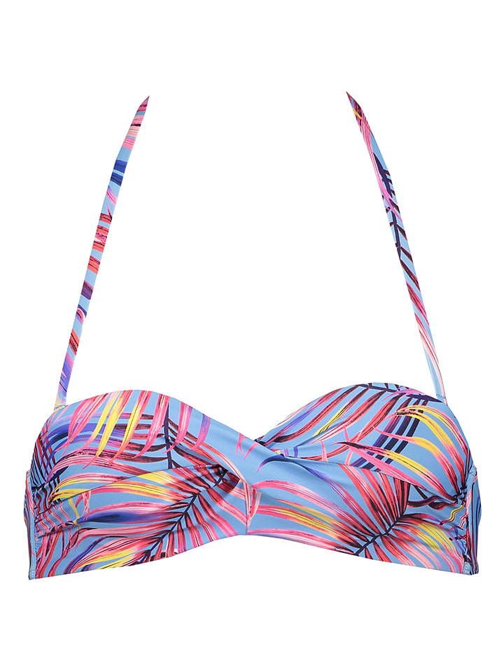 LASCANA Bikini-Oberteil in Hellblau/ Bunt - 32A-Cup