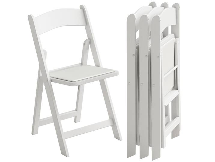 HOMCOM Lot de 4 chaises pliantes en résine et PU, chaises pliantes portables pour intérieur et extérieur, 45x44x78cm, blanc