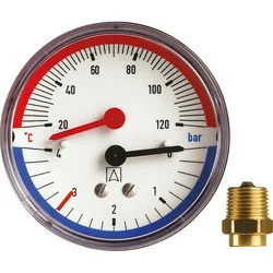 Thermomanometer TM80 D211, Ø 80mm, R1/2'', 0/4 bar, 20/120°C,
