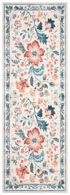 Garvee Washable Floral Area Rug 2x6 Ft Beige Faux Cashmere 1200gsm - 61x183cm