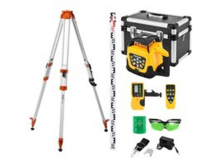 VEVOR Rotationslaser-Nivellierset mit Stativ & Messlatte, Grünem Laserstrahl, 500 m Reichweite, einstellbarer Neigung, 360° Drehbar, Flexiblem Scanwinkel, inkl. Fernbedienung & Tragetasche