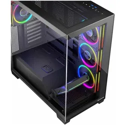 Modecom Computergehäuse VOLCANO STELLAR ARGB MIDI 5F (ATX, mATX, Mini-ITX), PC Gehäuse, Schwarz