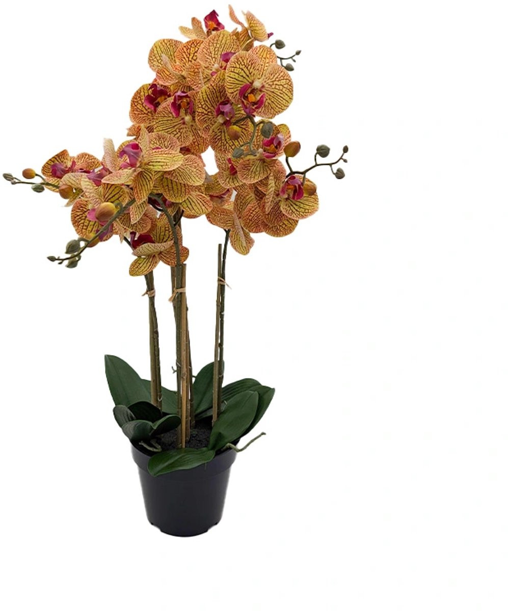Kunst Phalaenopsis Orchidee in Pot Tiger Yellow - 5 stuks - 60 cm