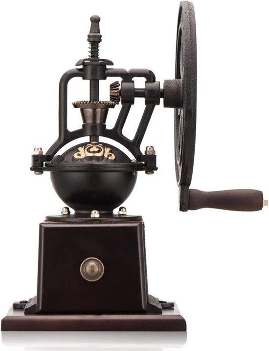 Klassieke handmatige koffiemolen van gietijzer met groot maalwerk, zwart