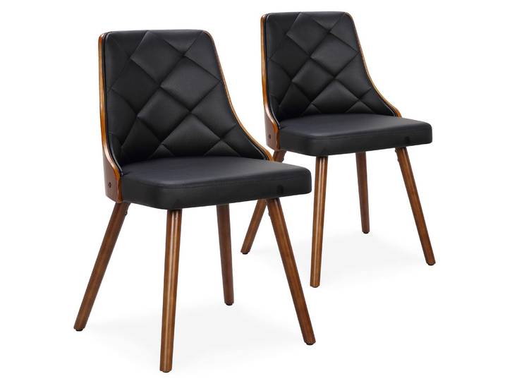 MENZZO Lot de 2 chaises scandinaves Lalix Bois Noisette et Noir