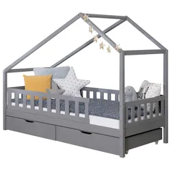 Hausbett Lou ca. 90x200 cm Holz Hellgrau