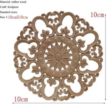 Uplift Picks Natural Floral Wood Carved Applique Decorative Trim For Furniture And Wall Decor 20