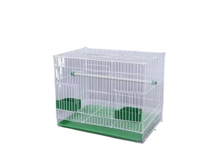 XYIANG Großer faltbarer Vogelkäfig für Papageien, Kanarienvögel, Viewing Zucht, Rostschutz, Metall, Haustier-Vogelkäfig, Nest, Dekoration mit Tablett, Futterstation, Spielständer, Balken (Weiß, 50 x