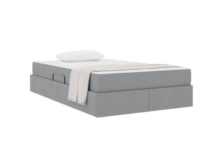 KTHLBRH Boxspringbett mit Matratze, Hellgrau, 120 x 200 cm Hydraulisches Heben, Gestell aus Metall, feste Latten, Kapazität 280 kg