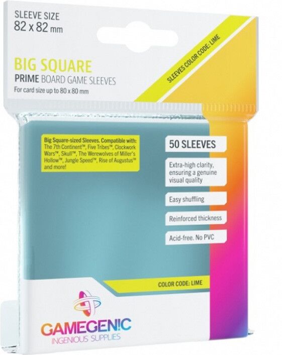 GG : 50 sleeves Lime Prime 82x82 Big Square Gamegenic