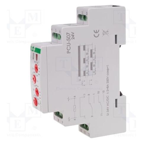 F&R F&F Przekaźnik czasowy 2P 8A 0.1sek-576h 24V AC/DC (PCU-507 24V) (PCU-507-24V)