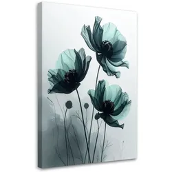 BILD auf Leinwand, Grüne zarte botanische Blumen