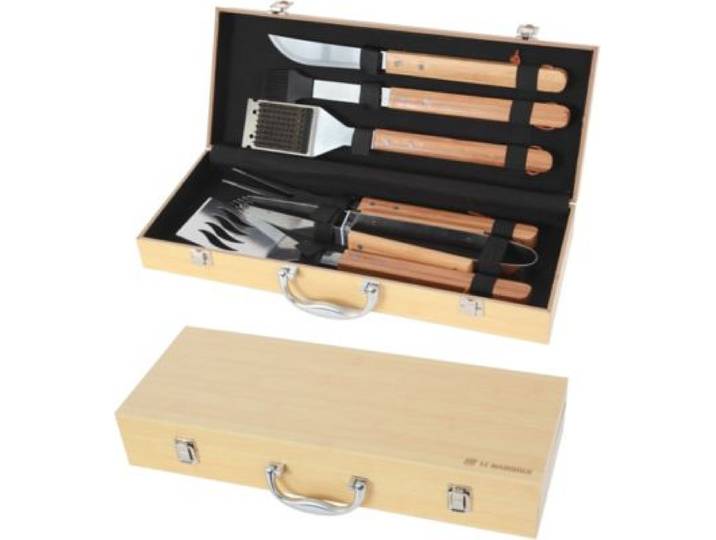 Le Marquier - Ustensile Barbecue Malette 6 Ustensiles Bambou