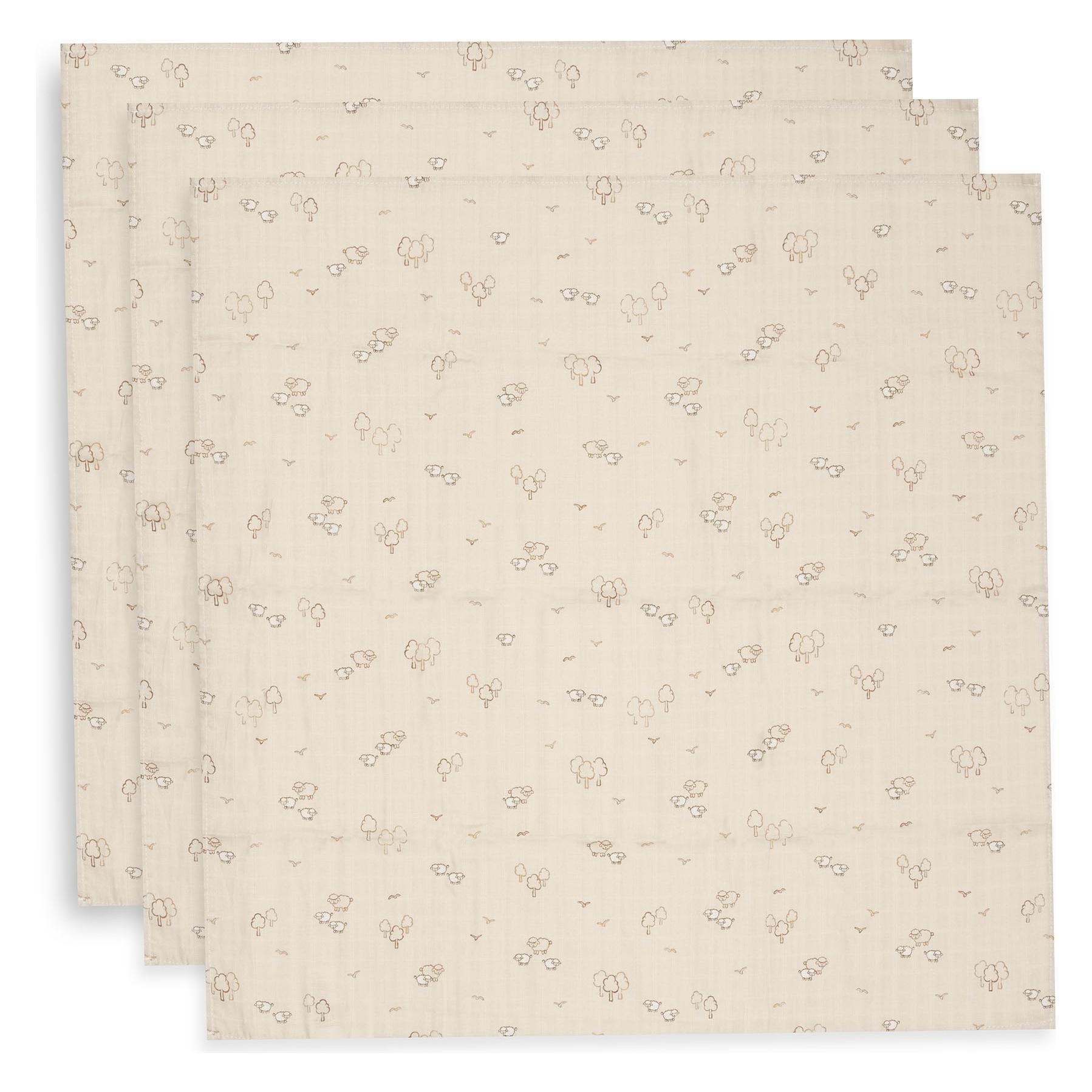 Jollein Spucktuch Hydrophill 70x70cm - Woolly - 3 Stück (70 x 70 cm) (535-851-68199)