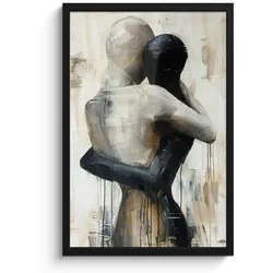 POSTER MIT RAHMEN Abstrakt - Liebe - Schwarz und weiß - Modern Bilder mit Rahmen 40x60 cm