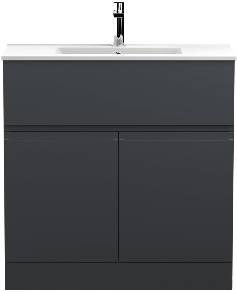 Nuie Urban 810 mm Freestanding Single Vanity with Integrated Ceramic Basin Satin Anthracite 810mm W
