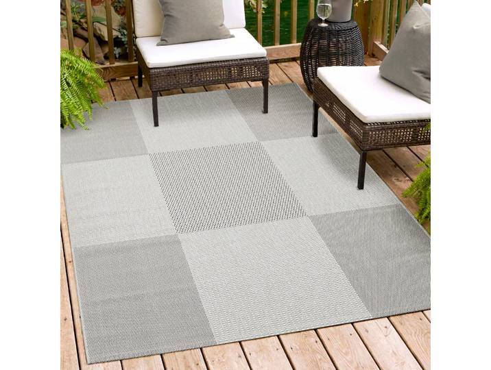 Teppich ANDIAMO ARIZONA1 , silber (silberfarben), B:60cm H:5mm L:110cm, Kunstfaser, Teppiche, Teppich, Flachgewebe, kariertes Muster, In- und Outdoor geeignet, wetterfest