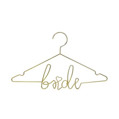 PartyDeco Kleiderbügel Metall 45x27cm Bride Metallbügel für Braut Metallkleiderbügel Hochzeitskleid Kleid Kleidung Wäschebügel Hochzeitszubehör Hochzeit Gold