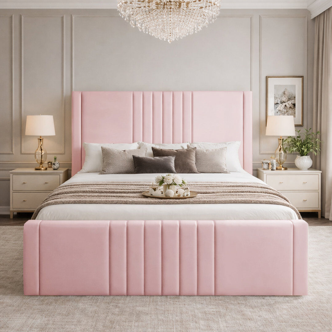 Canora Grey Haisley Upholstered Storage Bed Frame Pink Kingsize (5')