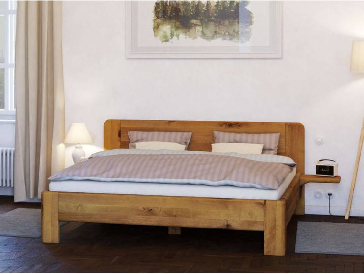 Wildeichenbett „Niklas“ 140 x 220 cm Massivholz Wildeiche