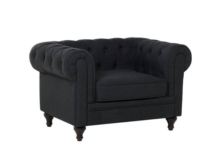 Beliani Sessel Polsterbezug graphitgrau Chesterfield, Graphitfarben, 110x70x75 cm, Wohnzimmer, Sessel, Chesterfield-Sessel