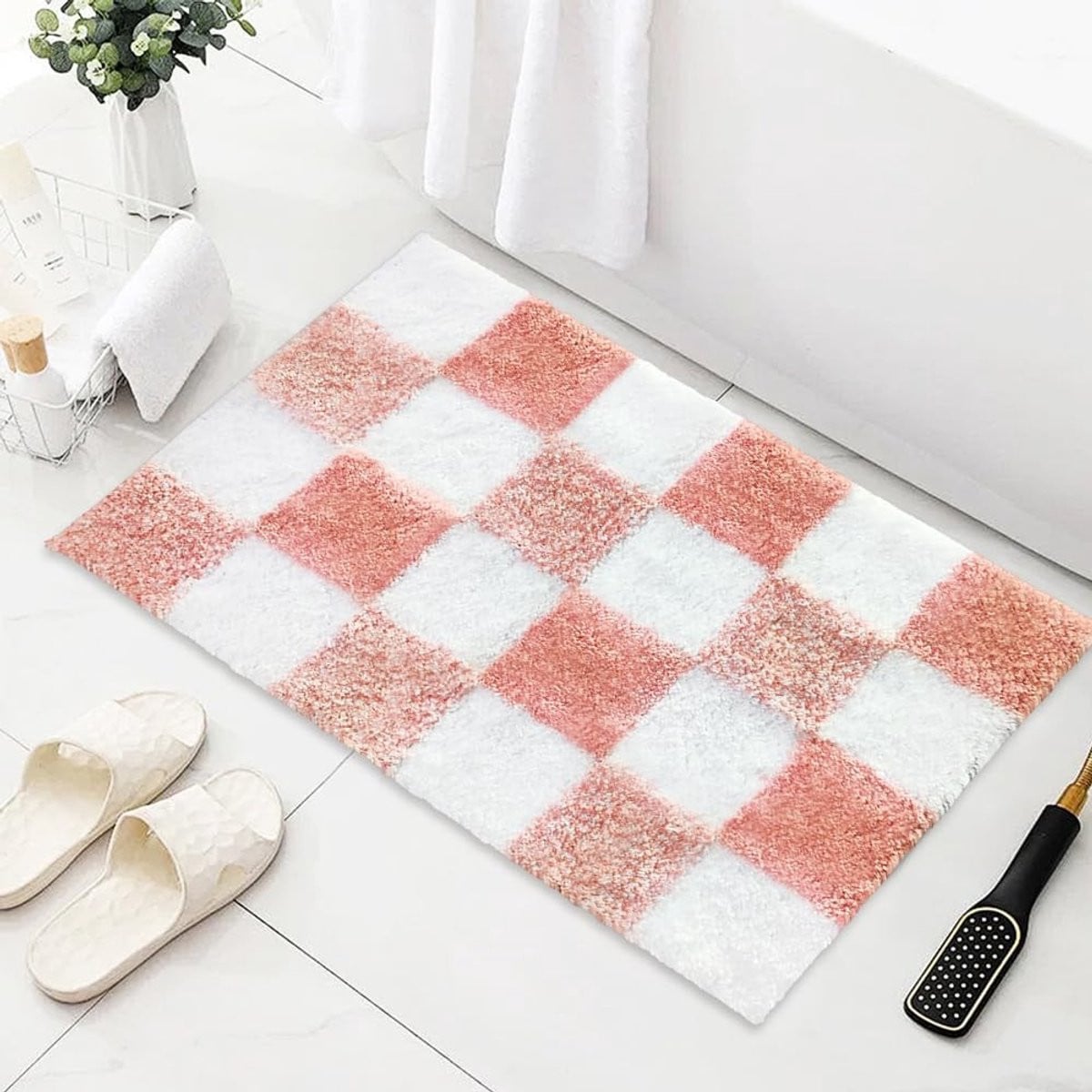 Omgoods Extra Zachte Antislip Badmat van Microfiber, Wasbaar, Breedte: 50 cm, Lengte: 80 cm