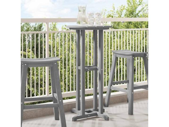 KPOUTRFG Runder Bartisch Hellgrau 55 x 55 x 107 cm Polyethylen Wetterfest, Robust, Einfache Montage, Ideal für Garten und Terrasse