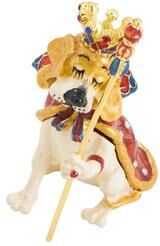 Saro "Jeweled King Dog Trinket Box - Zinc Alloy Animal Jewelry Holder with Crown Detail - 3""x4"""