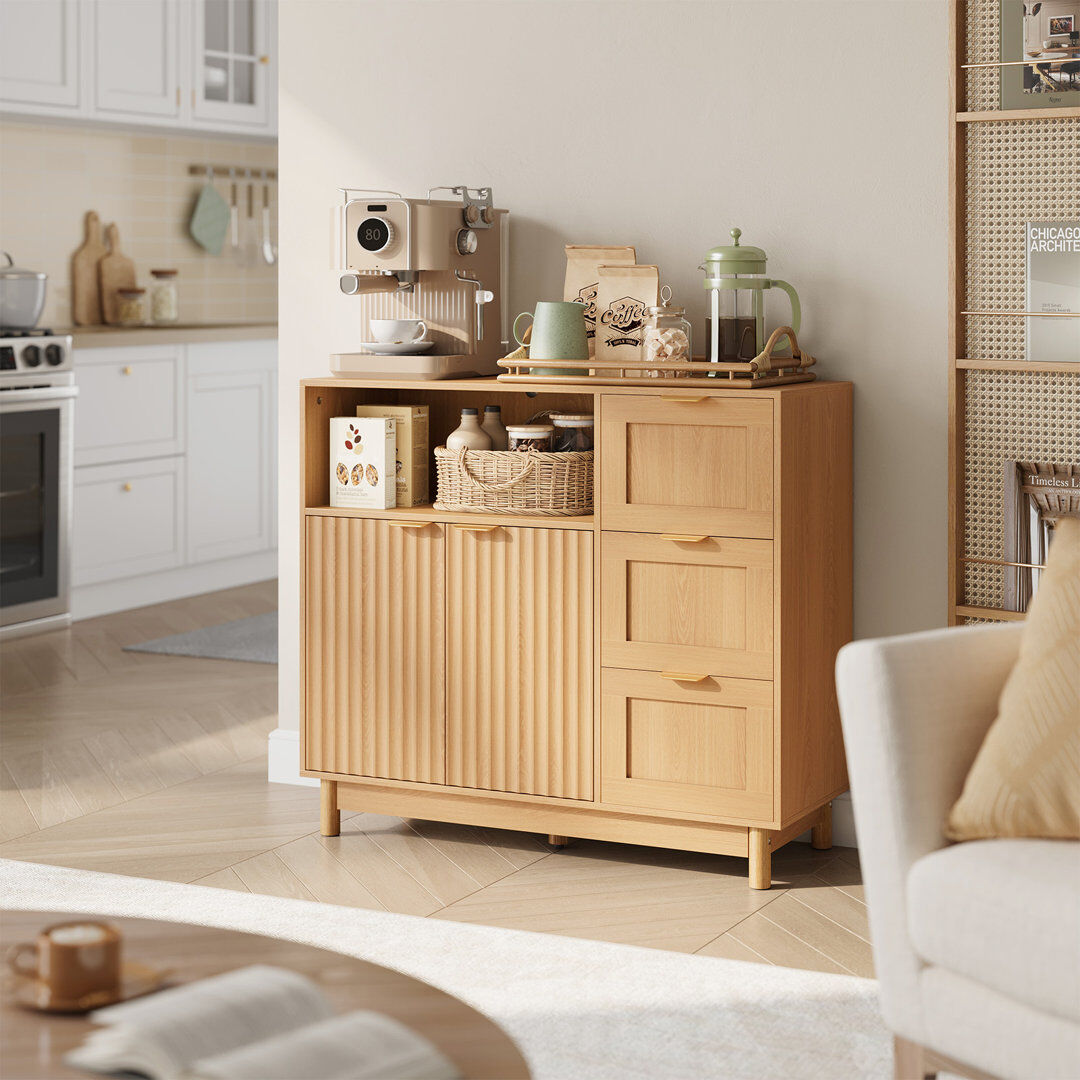Rebrilliant 90 cm W Sideboard Woodlook 80cm H X 90cm W X 35cm D